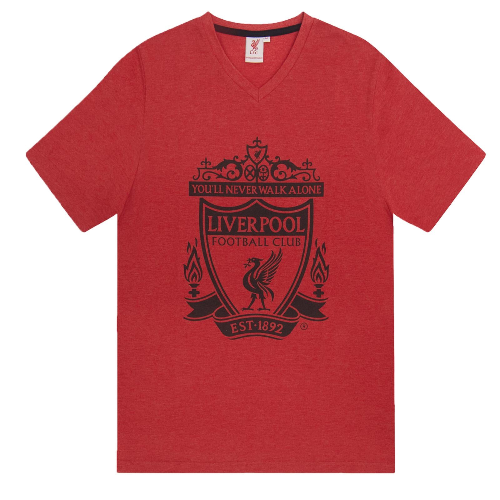 Red Marl - Back - Liverpool FC Mens Short Pyjama Set