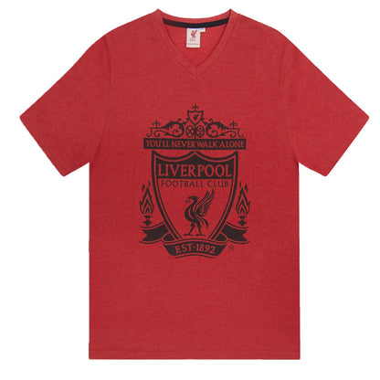 Red Marl - Back - Liverpool FC Mens Short Pyjama Set