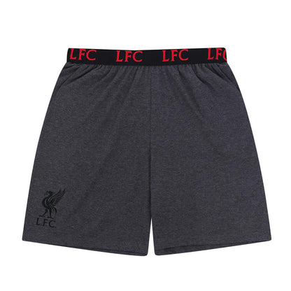 Grey - Close up - Liverpool FC Mens Short Pyjama Set