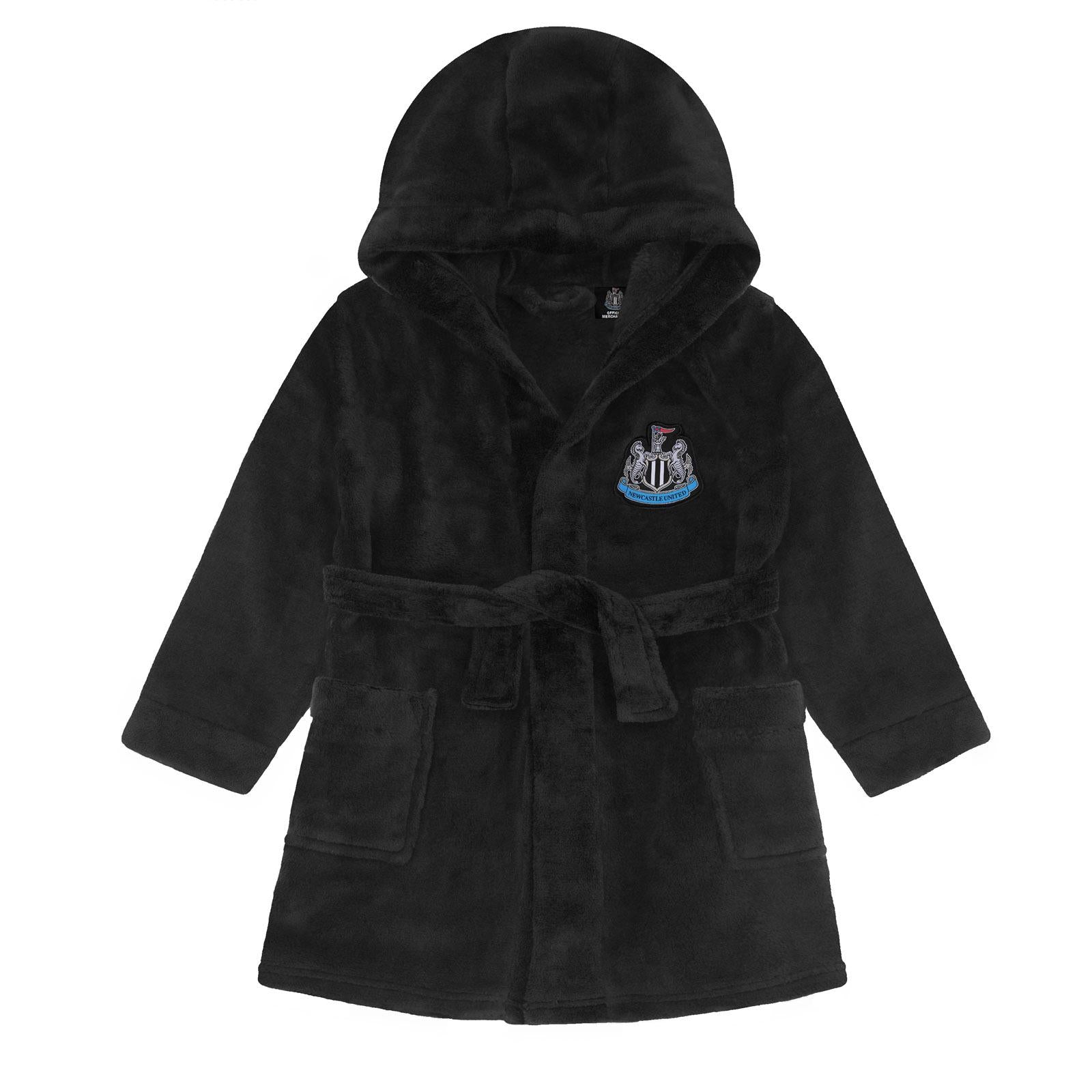 Black - Front - Newcastle United FC Baby Crest Fleece Dressing Gown