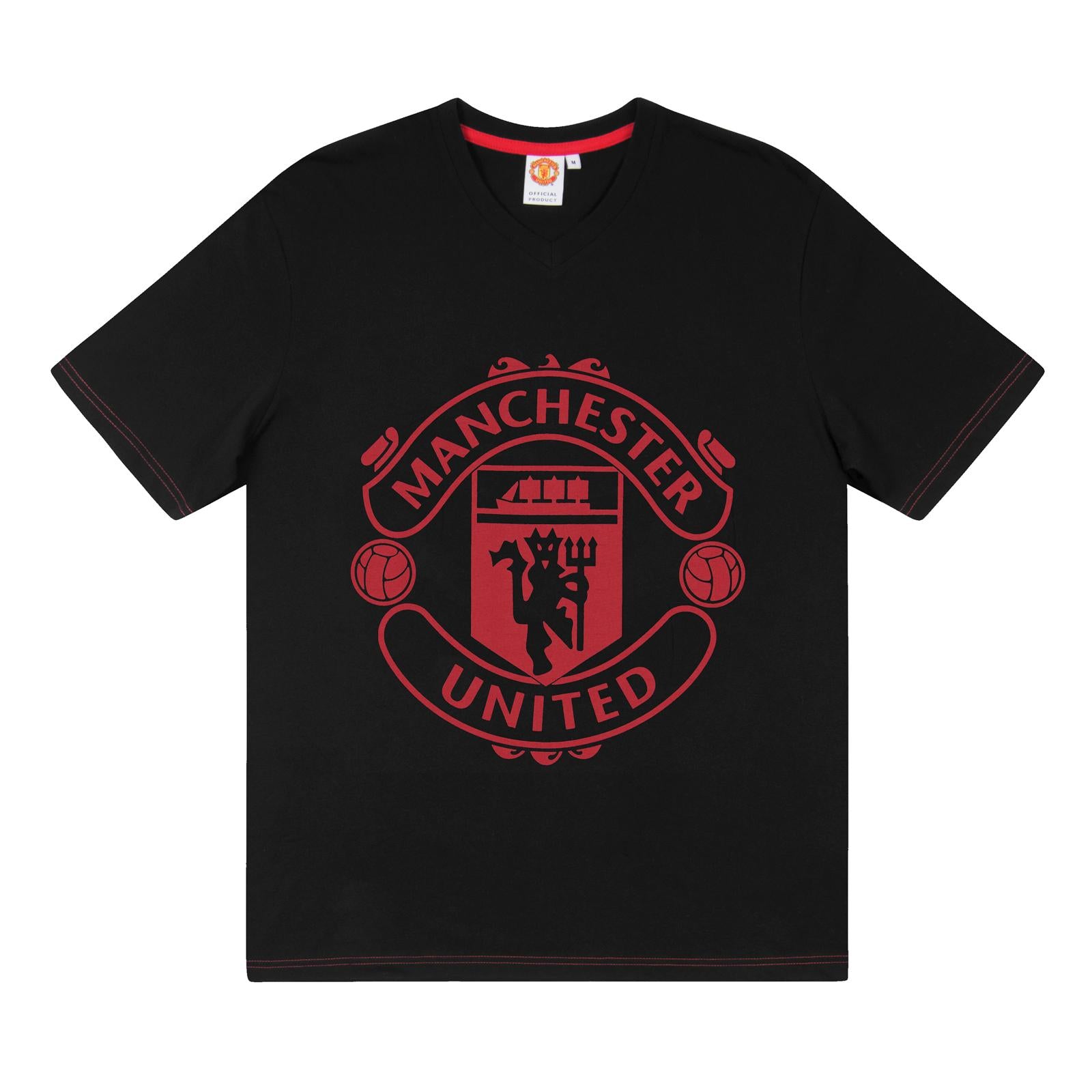 Black - Back - Manchester United FC Mens Crest Short Pyjama Set