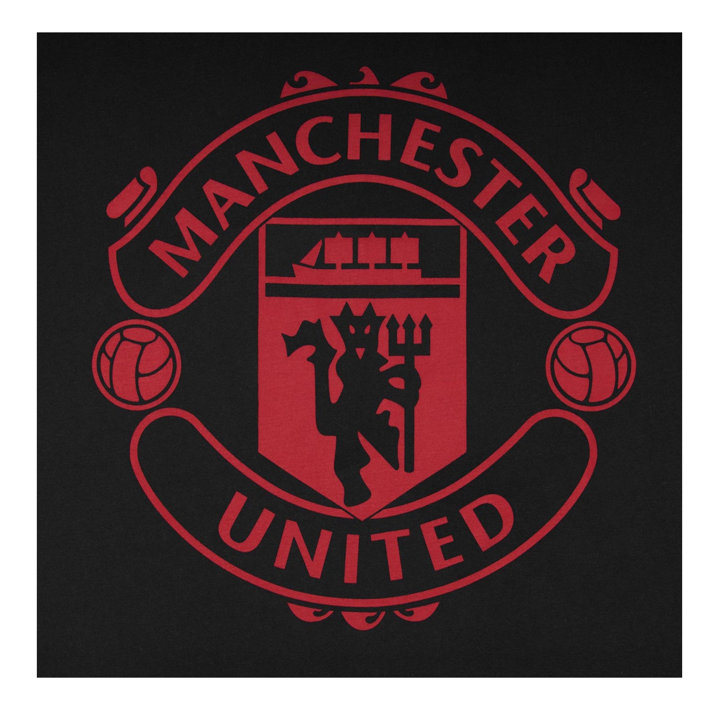 Black - Close up - Manchester United FC Mens Crest Short Pyjama Set