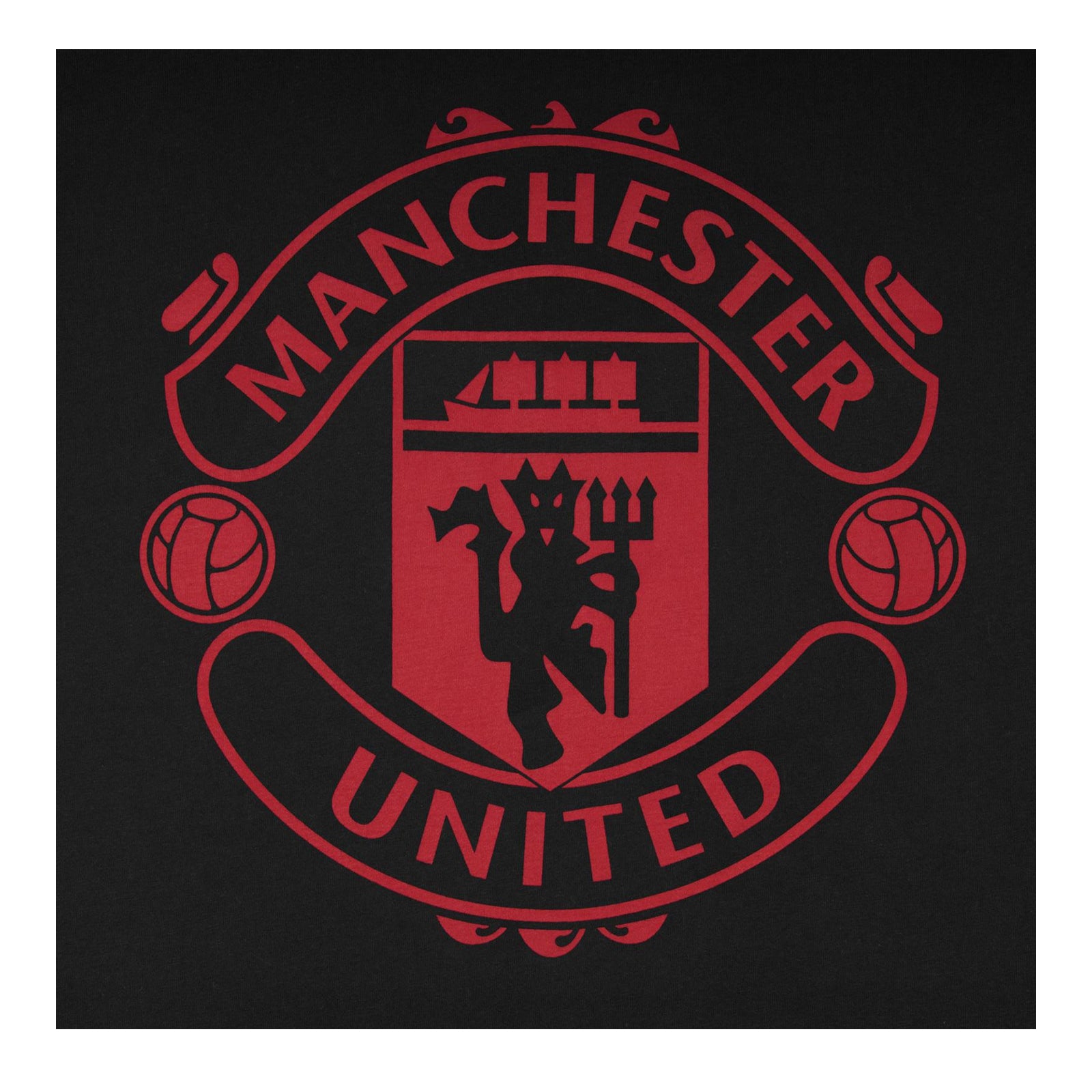 Black - Close up - Manchester United FC Mens Crest Short Pyjama Set