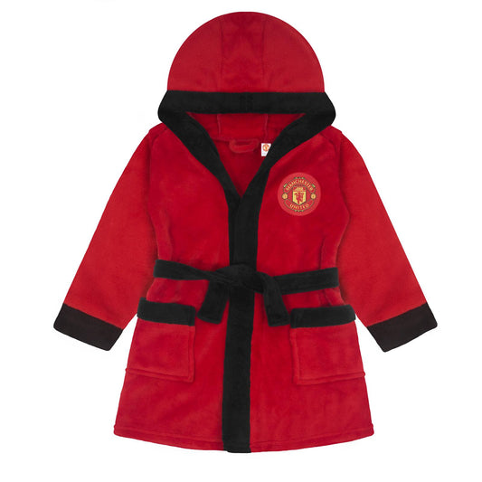 Red - Front - Manchester United FC Baby Crest Fleece Dressing Gown