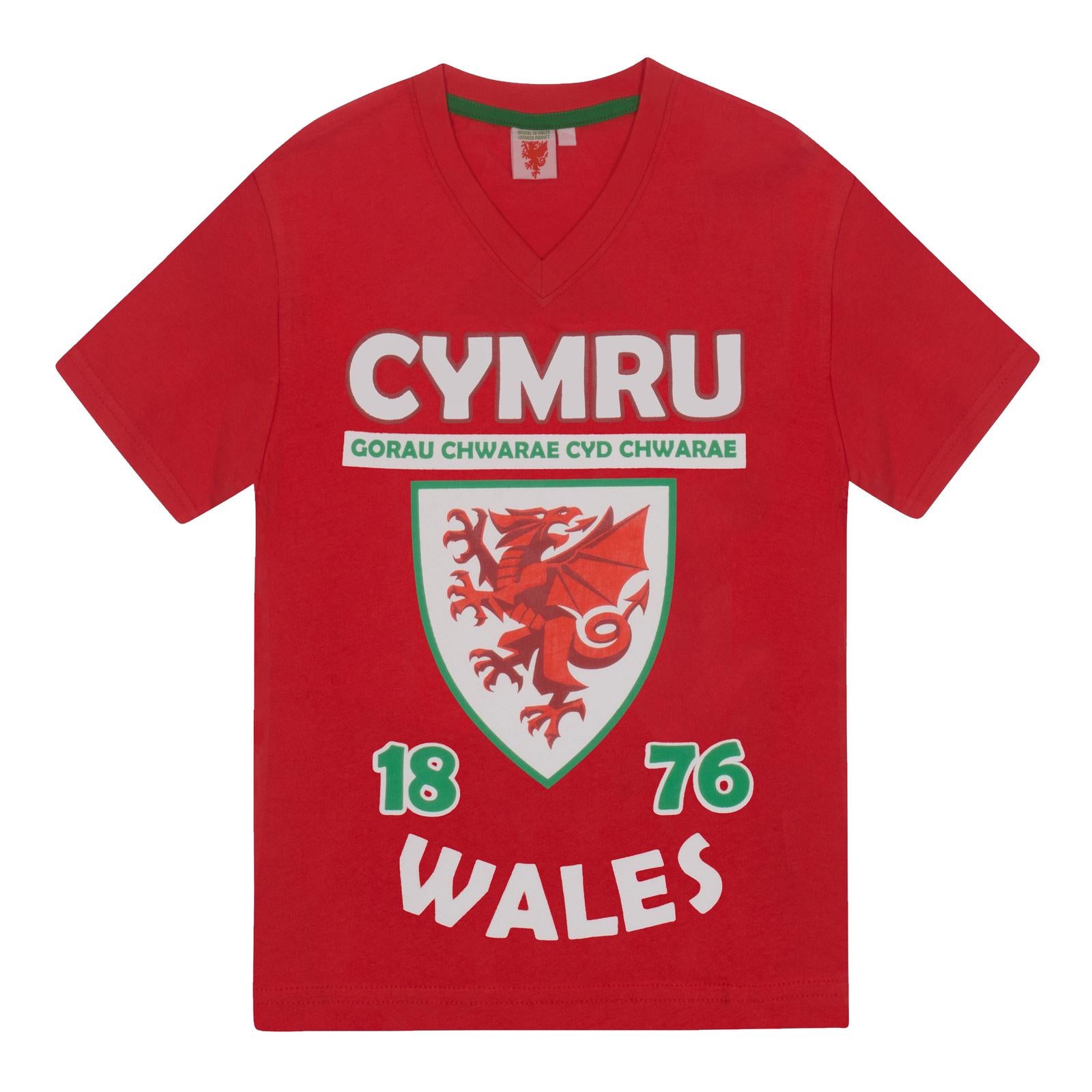 Red - Back - Wales Cymru Boys Short Pyjama Set