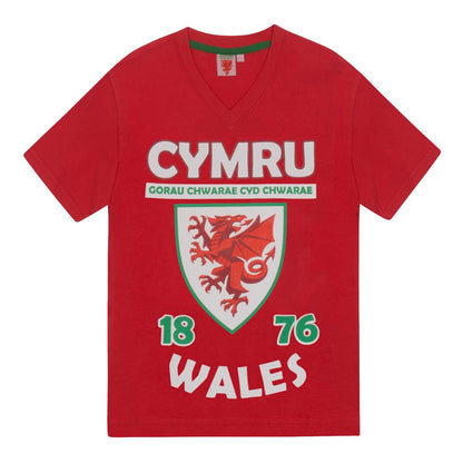 Red - Back - Wales Cymru Boys Short Pyjama Set