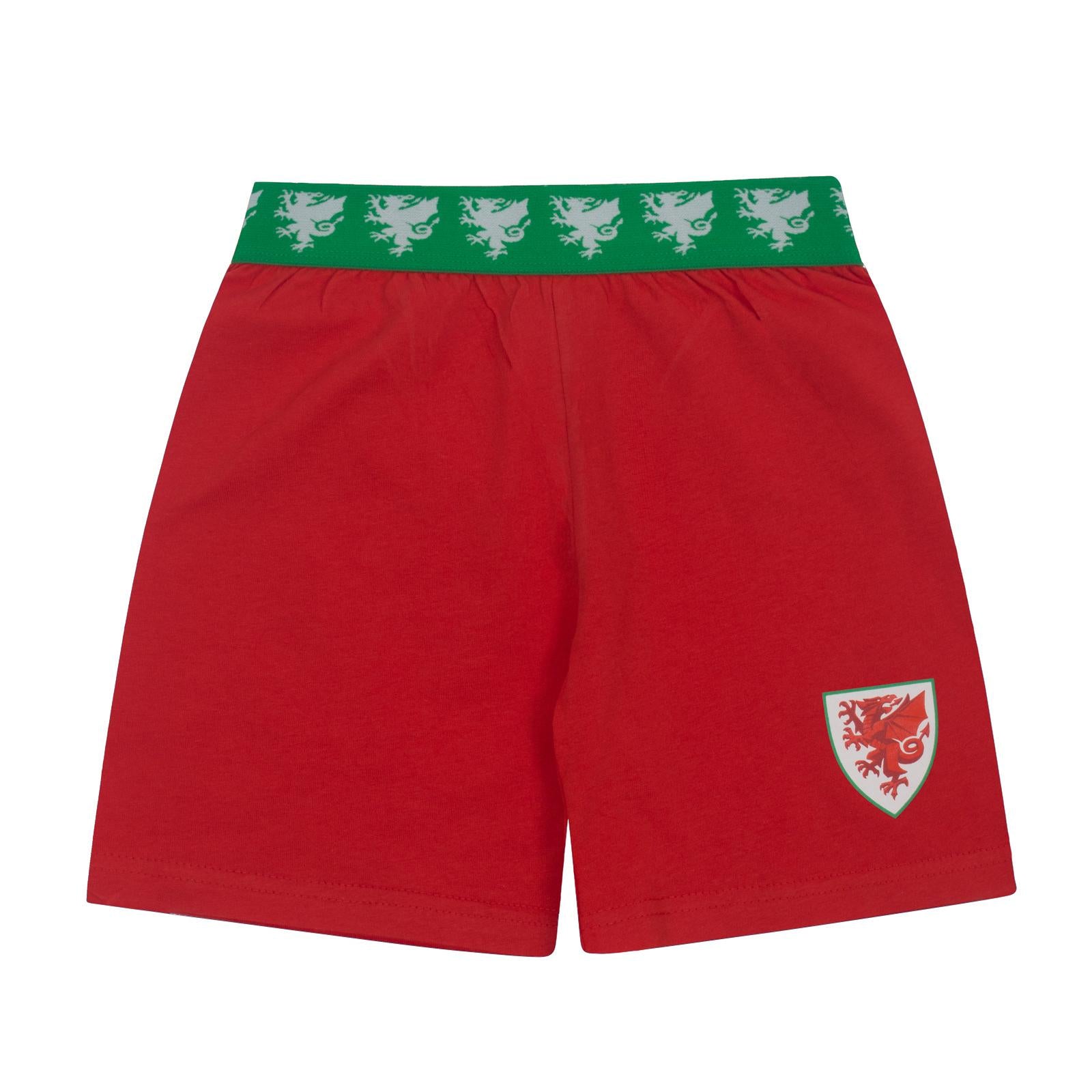 Red - Side - Wales Cymru Boys Short Pyjama Set