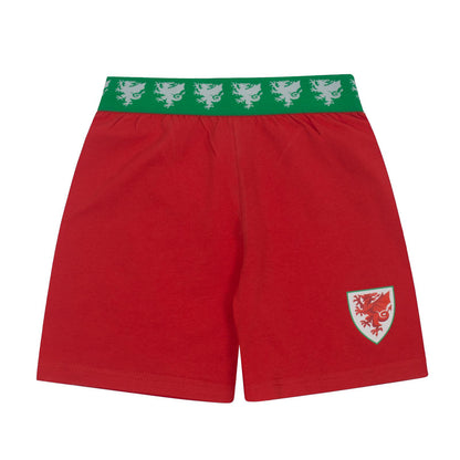 Red - Side - Wales Cymru Boys Short Pyjama Set