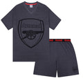Grey - Front - Arsenal FC Mens Short Pyjama Set