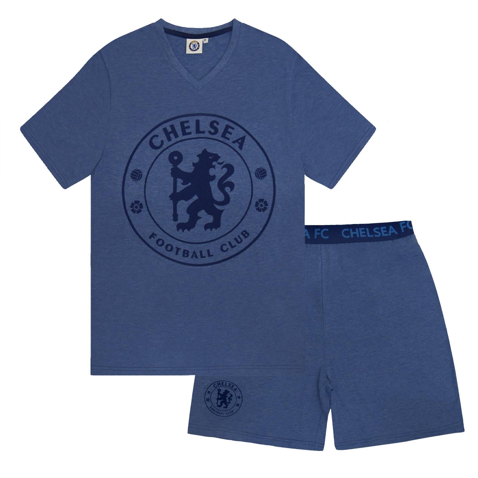 Blue Marl - Front - Chelsea FC Mens Short Pyjama Set
