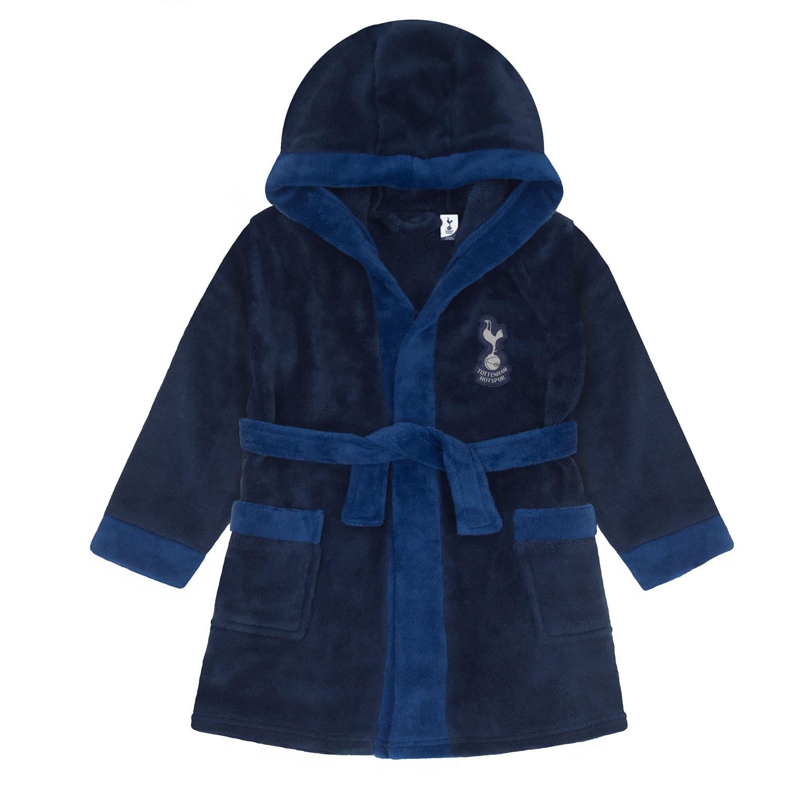 Navy Blue - Front - Tottenham Hotspur FC Baby Crest Fleece Dressing Gown