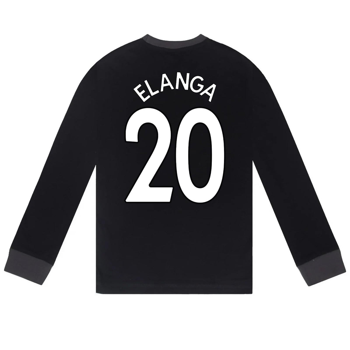 Black - Side - Newcastle United FC Boys Anthony Elanga 20 Long Pyjama Set