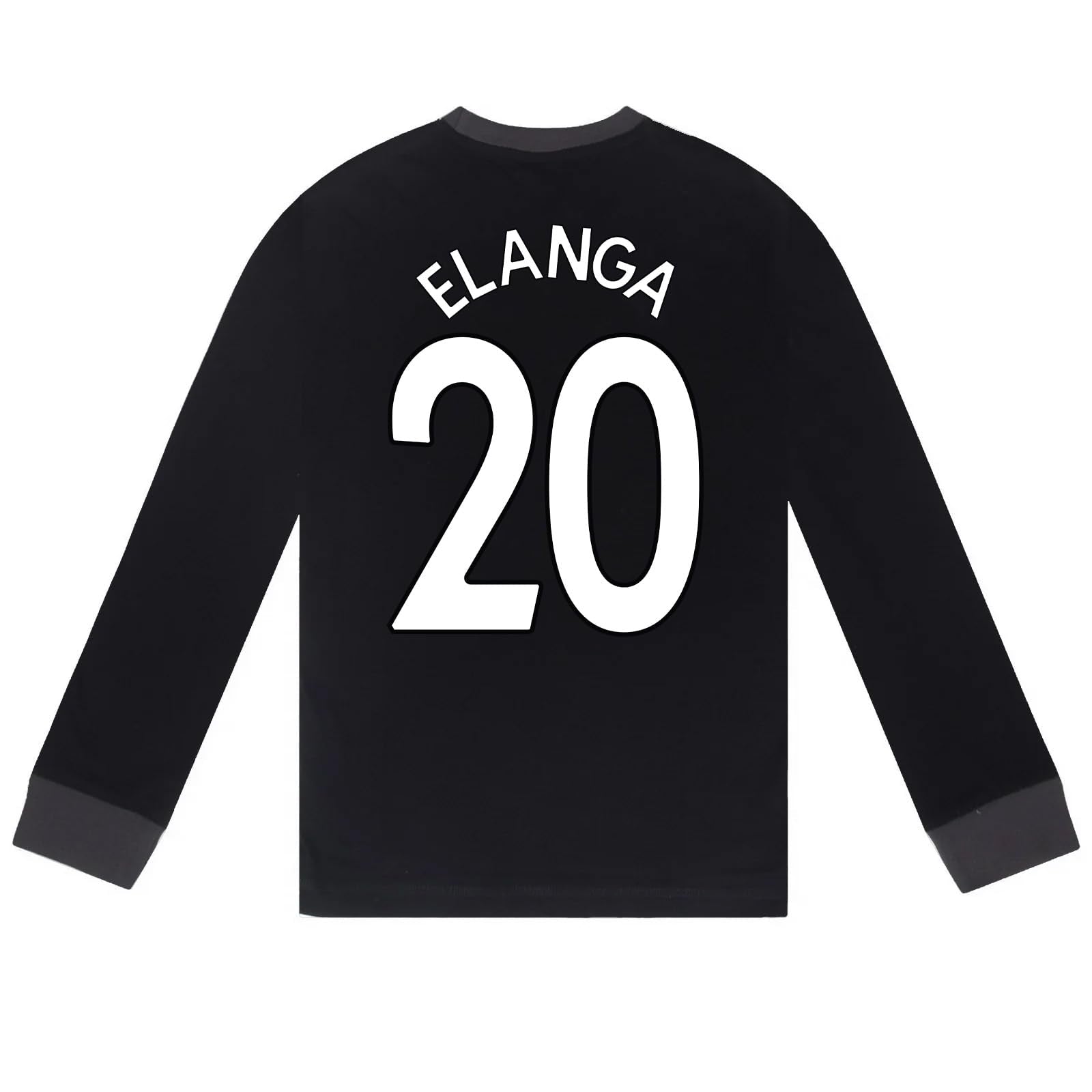Black - Side - Newcastle United FC Boys Anthony Elanga 20 Long Pyjama Set