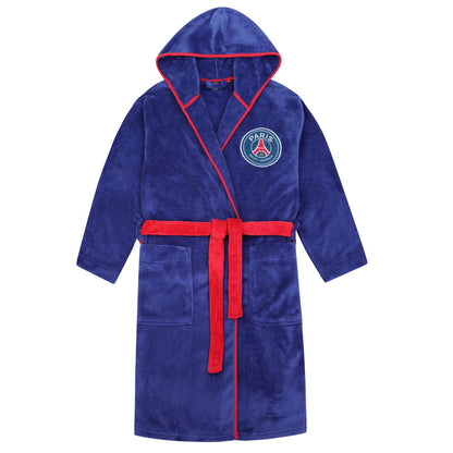 Blue - Front - Paris Saint Germain FC Boys Crest Fleece Dressing Gown