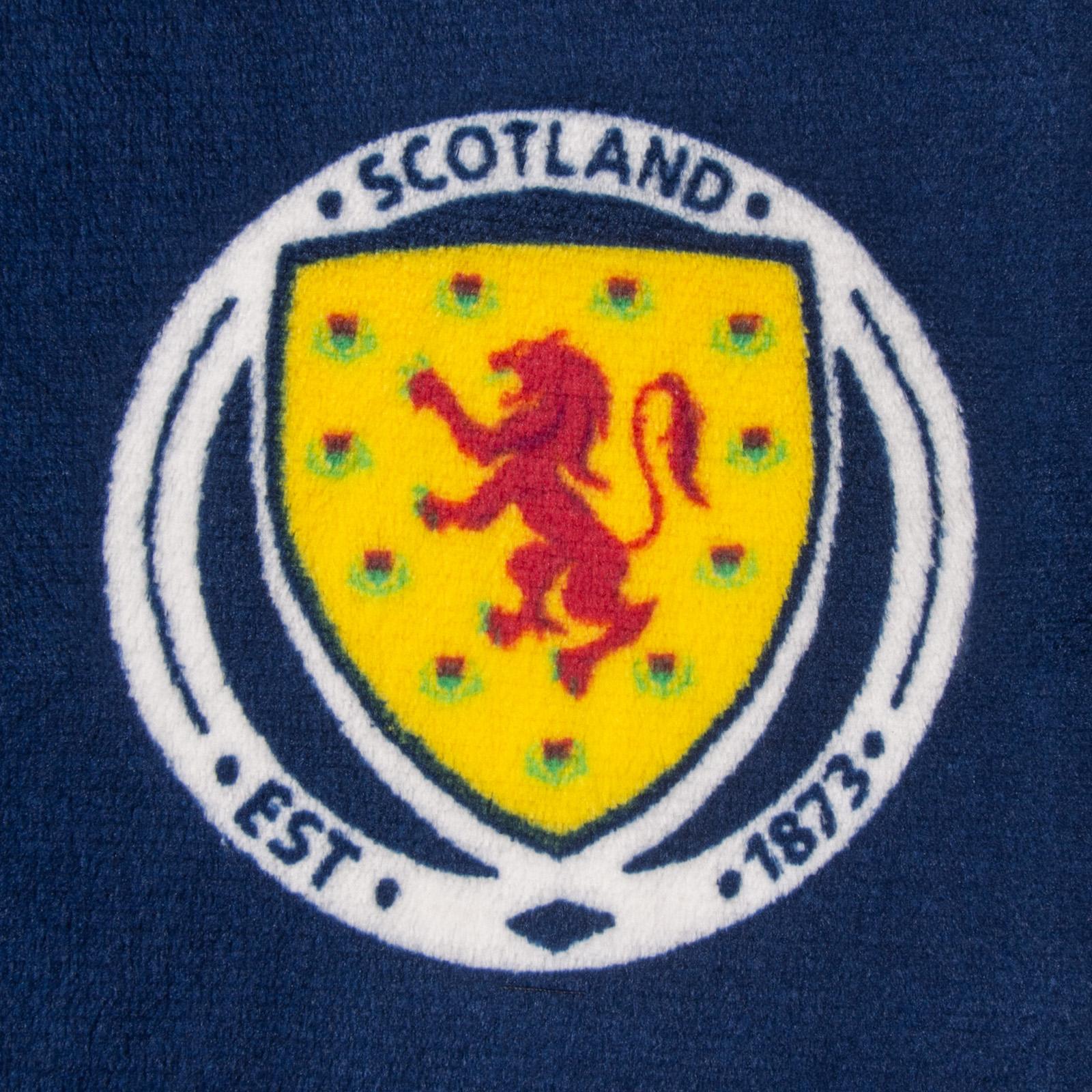 Navy - Side - Scotland Boys Crest Fleece Dressing Gown