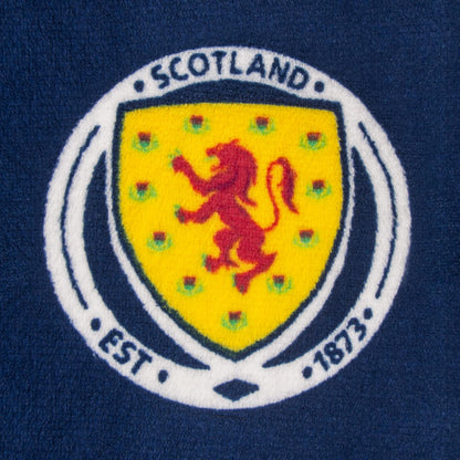 Navy - Side - Scotland Boys Crest Fleece Dressing Gown