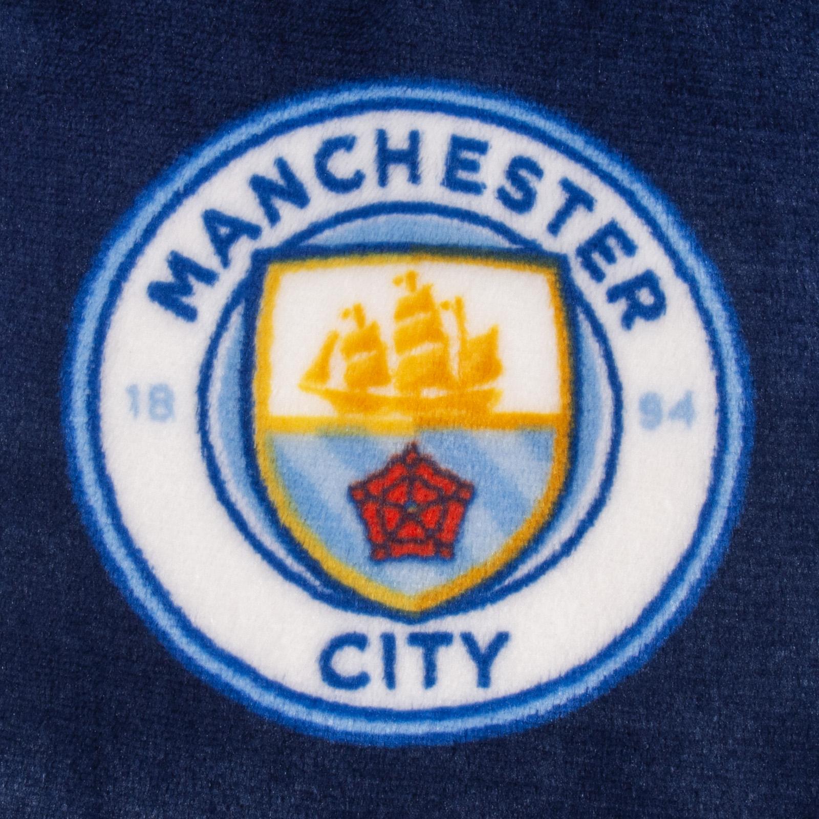 Navy - Back - Manchester City FC Baby Crest Fleece Dressing Gown