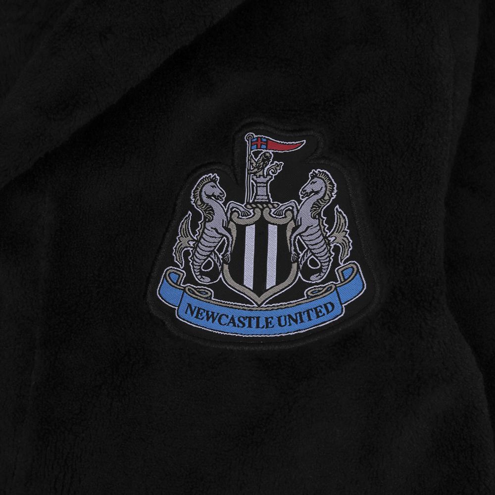 Black - Back - Newcastle United FC Boys Crest Fleece Dressing Gown