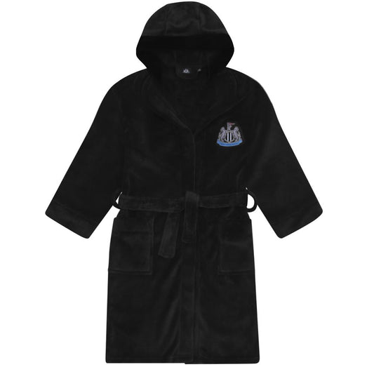 Black - Front - Newcastle United FC Boys Crest Fleece Dressing Gown
