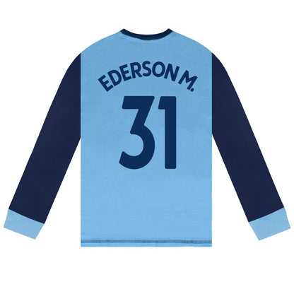 Sky Blue - Side - Manchester City FC Boys Ederson M. 31 Long Pyjama Set