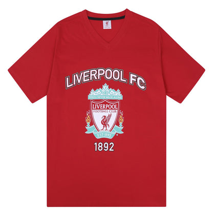Red - Back - Liverpool FC Mens Short Pyjama Set