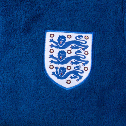 Blue - Back - England Boys Crest Fleece Dressing Gown