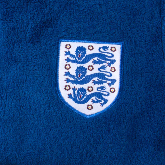 Blue - Back - England Boys Crest Fleece Dressing Gown
