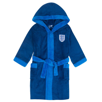 Blue - Front - England Boys Crest Fleece Dressing Gown