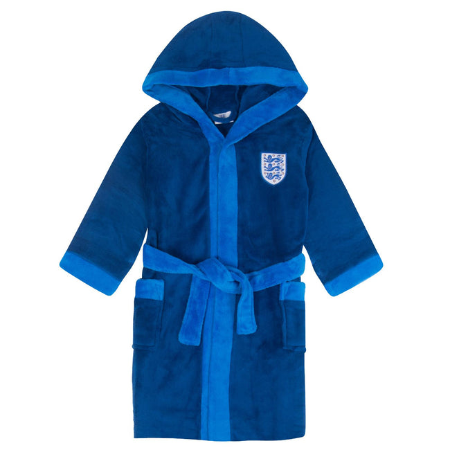 Blue - Front - England Boys Crest Fleece Dressing Gown