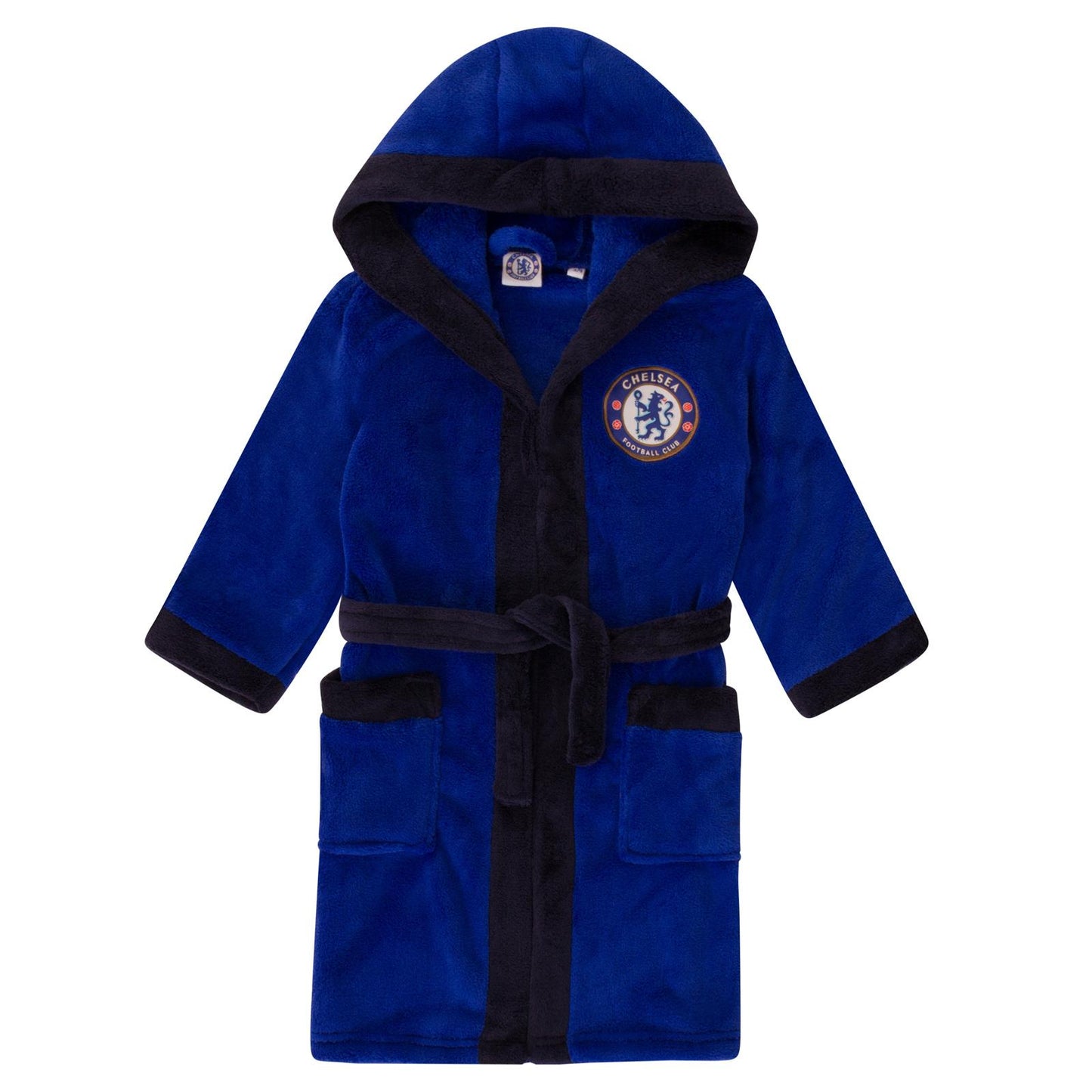 Royal Blue - Front - Chelsea FC Boys Crest Fleece Dressing Gown