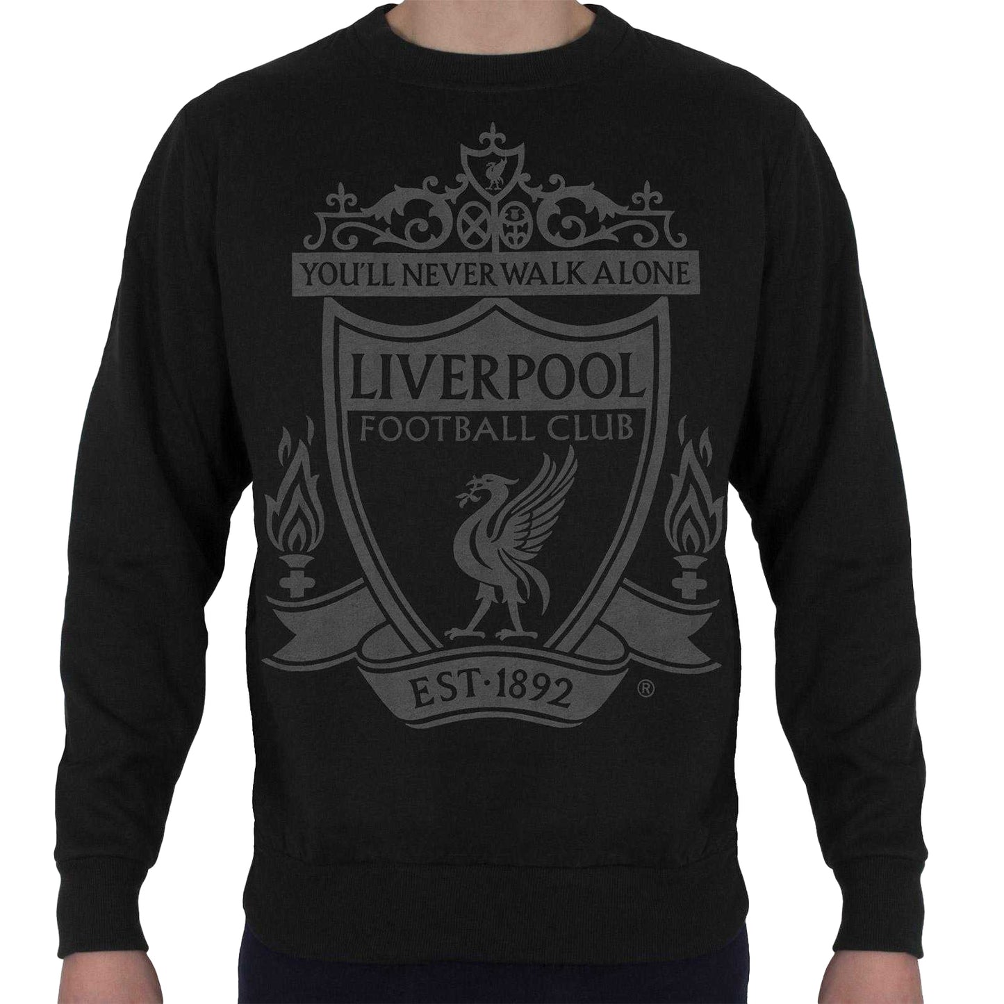 Black - Front - Liverpool FC Mens Crest Sweatshirt
