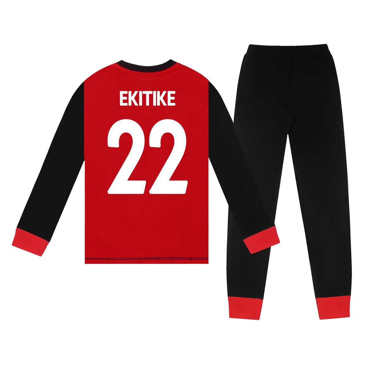 Red-Black - Back - Liverpool FC Boys Ekitike 22 Long-Sleeved Long Pyjama Set