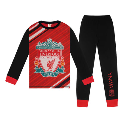 Red-Black - Front - Liverpool FC Boys Ekitike 22 Long-Sleeved Long Pyjama Set
