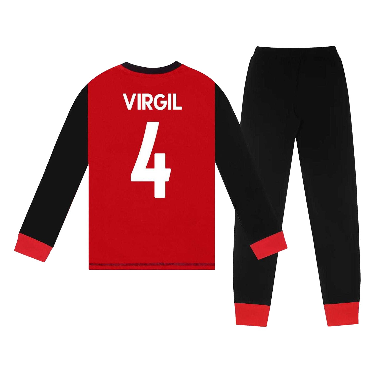 Red-Black - Back - Liverpool FC Boys Virgil 4 Long-Sleeved Long Pyjama Set