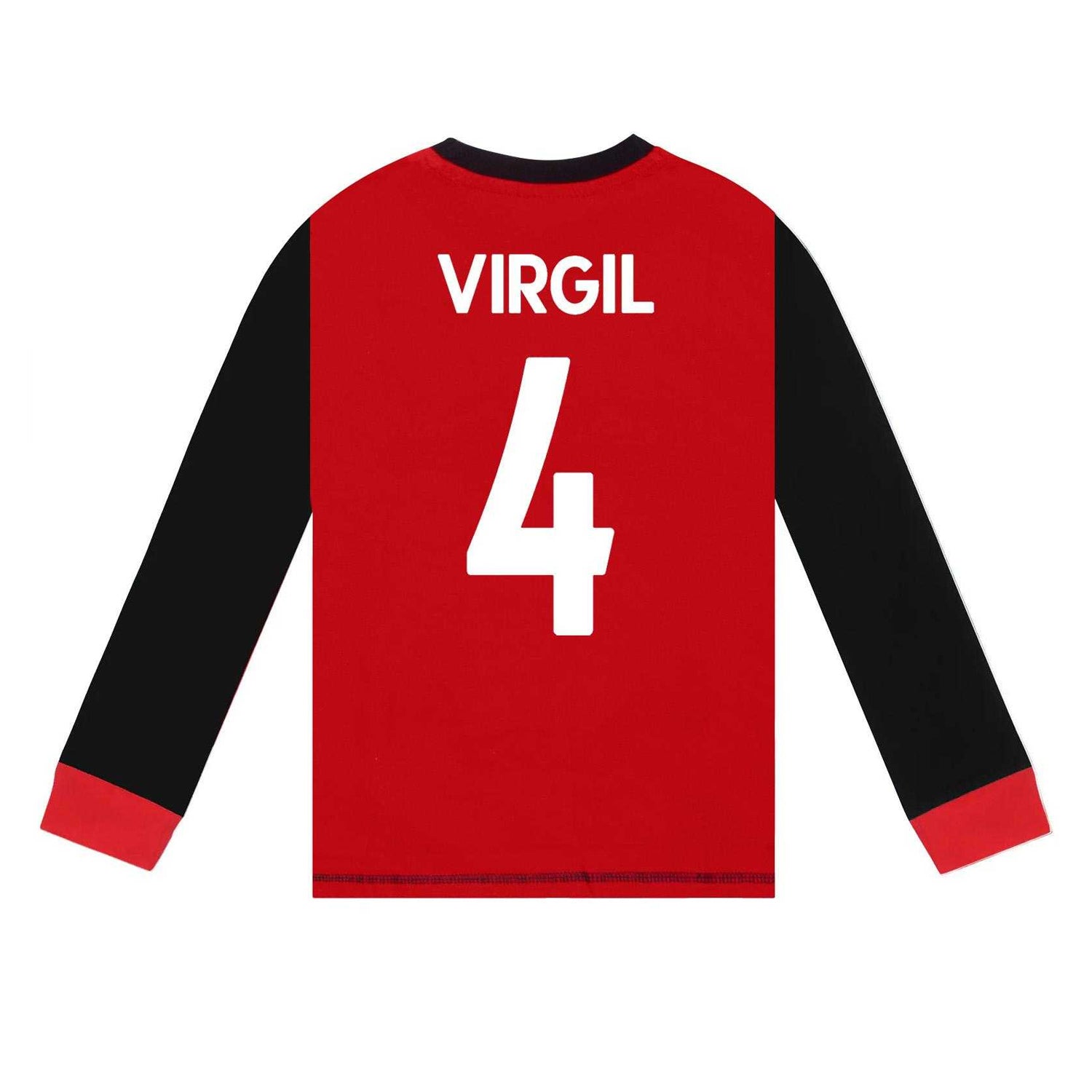 Red-Black - Side - Liverpool FC Boys Virgil 4 Long-Sleeved Long Pyjama Set