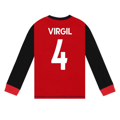 Red-Black - Side - Liverpool FC Boys Virgil 4 Long-Sleeved Long Pyjama Set