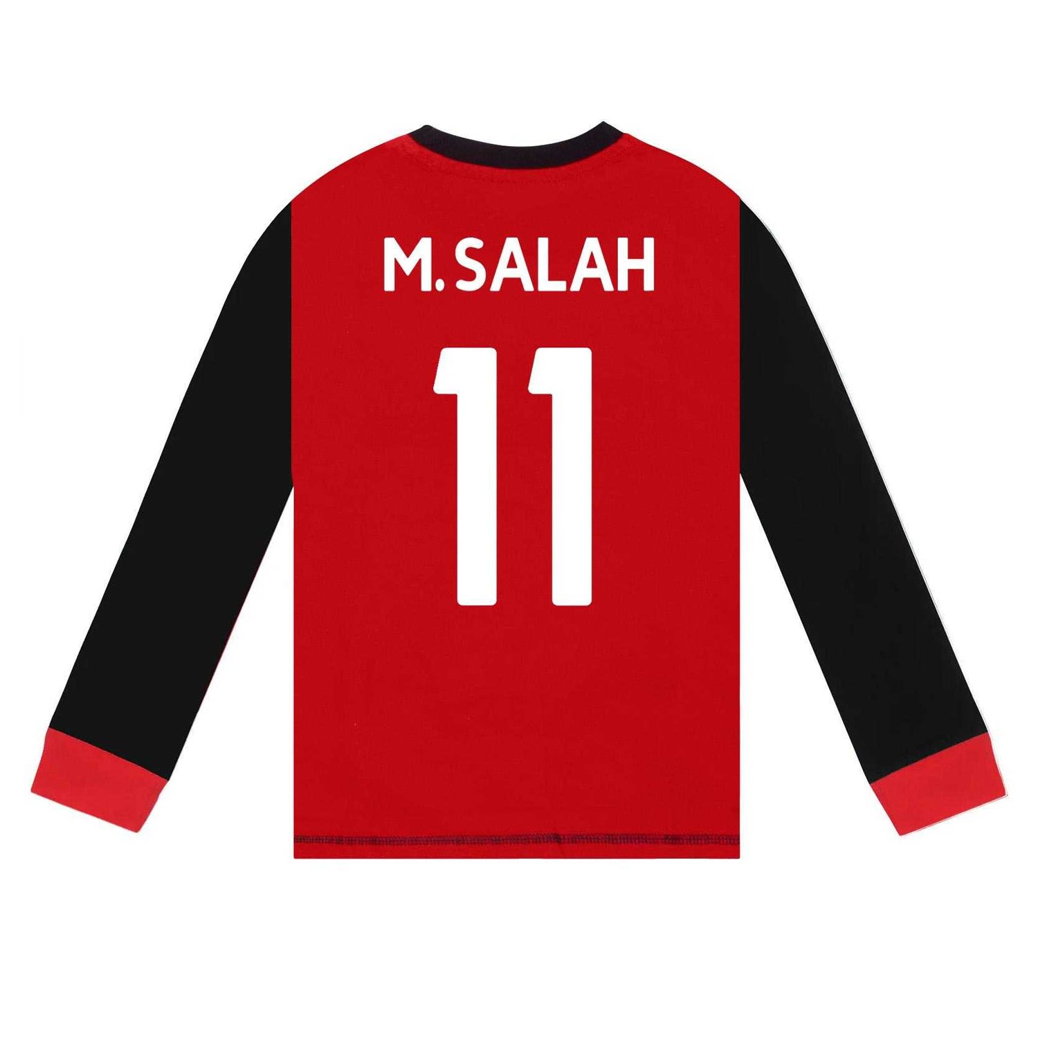 Red-Black - Side - Liverpool FC Boys M.Salah 11 Long-Sleeved Long Pyjama Set