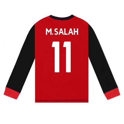 Red-Black - Side - Liverpool FC Boys M.Salah 11 Long-Sleeved Long Pyjama Set