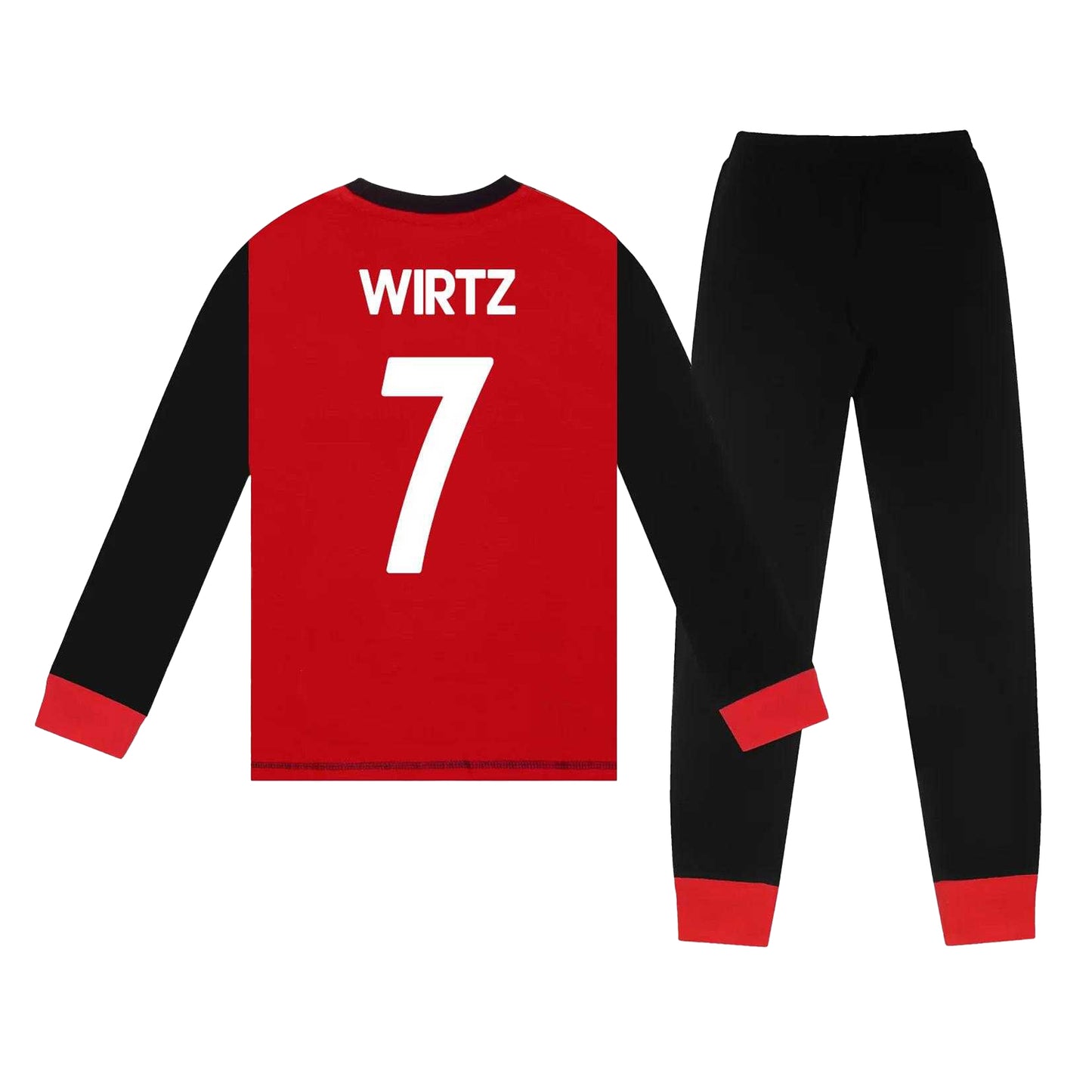 Red-Black - Back - Liverpool FC Boys Wirtz 7 Long-Sleeved Long Pyjama Set
