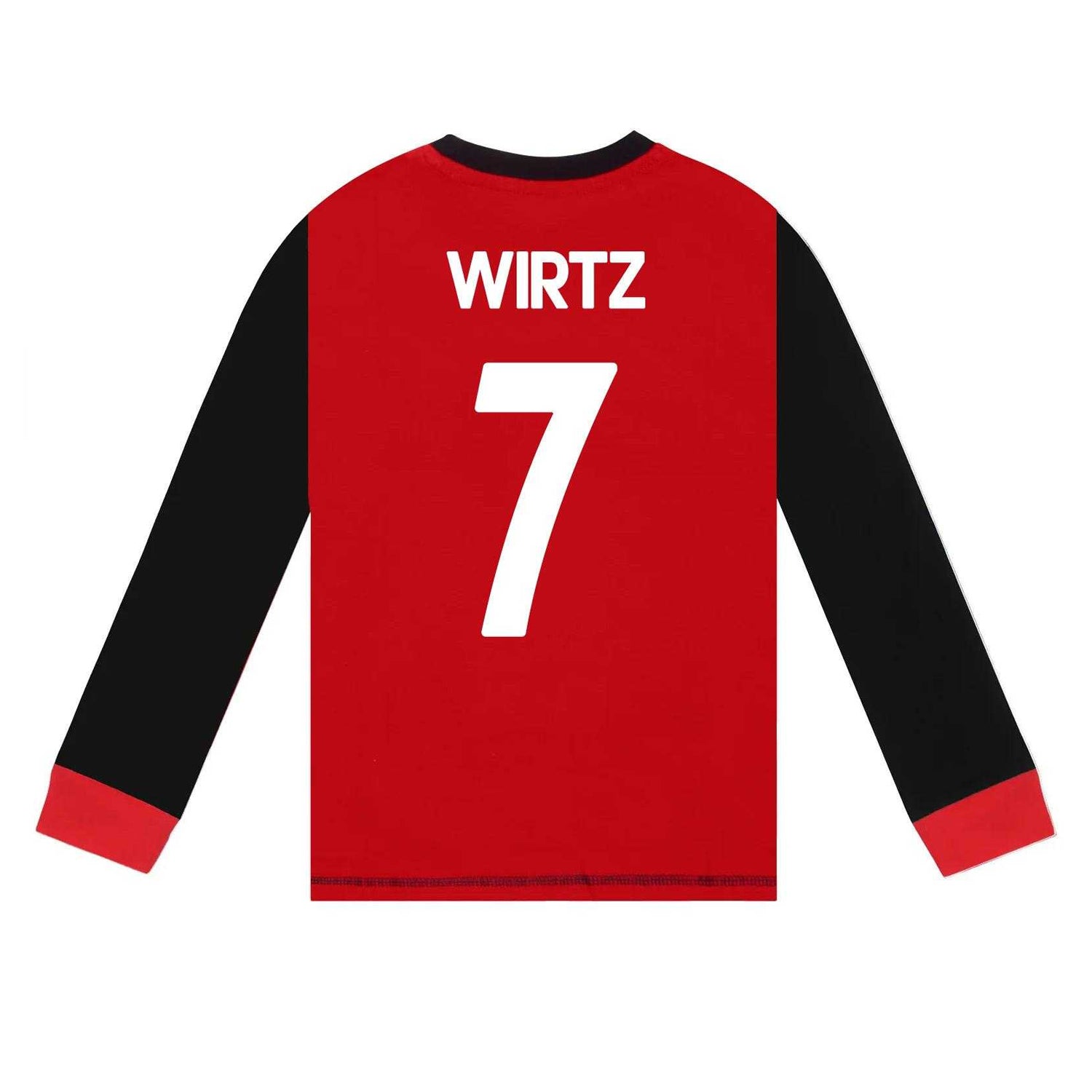 Red-Black - Side - Liverpool FC Boys Wirtz 7 Long-Sleeved Long Pyjama Set