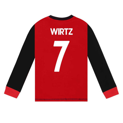 Red-Black - Side - Liverpool FC Boys Wirtz 7 Long-Sleeved Long Pyjama Set