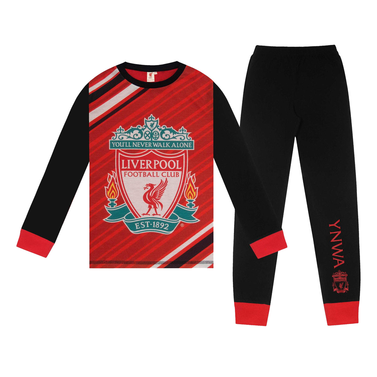 Red-Black - Front - Liverpool FC Boys A.Becker 1 Long-Sleeved Long Pyjama Set