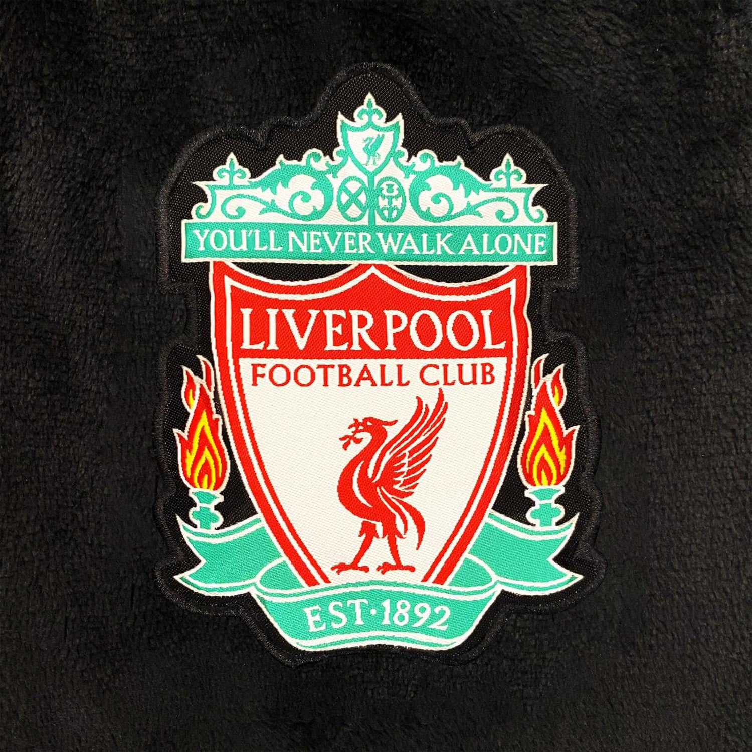 Black - Side - Liverpool FC Childrens-Kids Crest Fleece All-In-One Nightwear