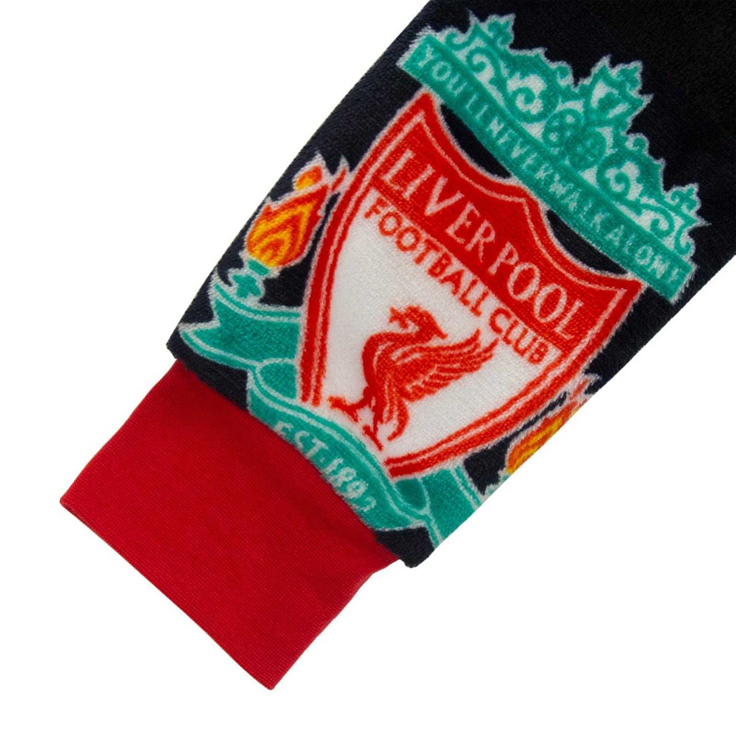 Black - Lifestyle - Liverpool FC Childrens-Kids Crest Fleece All-In-One Nightwear