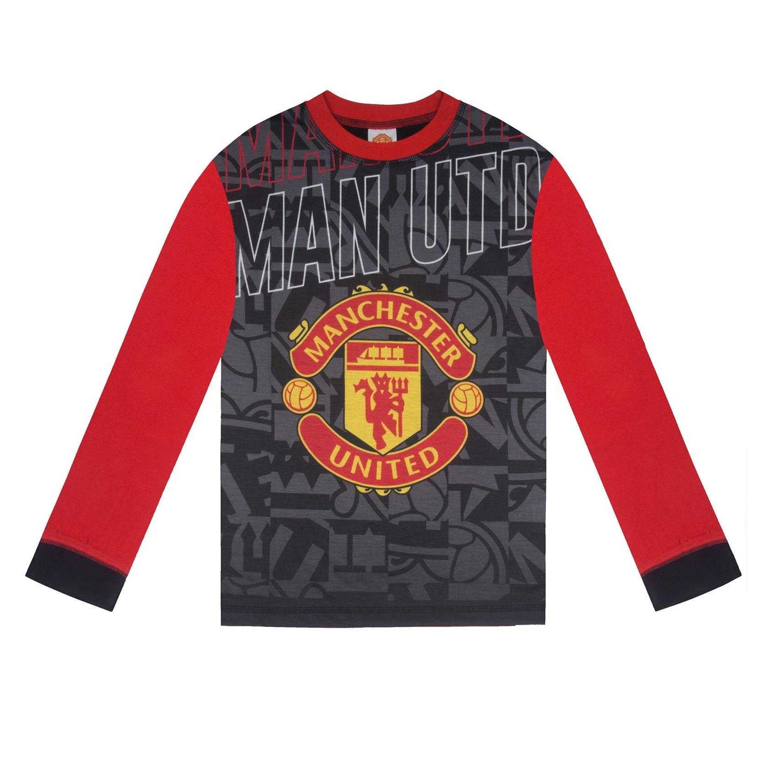 Black-Red - Back - Manchester United FC Boys Sublimated Long Pyjama Set