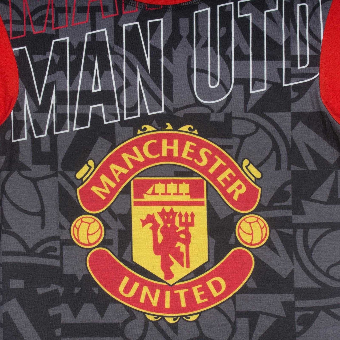 Black-Red - Pack Shot - Manchester United FC Boys Sublimated Long Pyjama Set