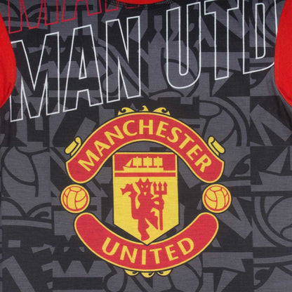 Black-Red - Pack Shot - Manchester United FC Boys Sublimated Long Pyjama Set