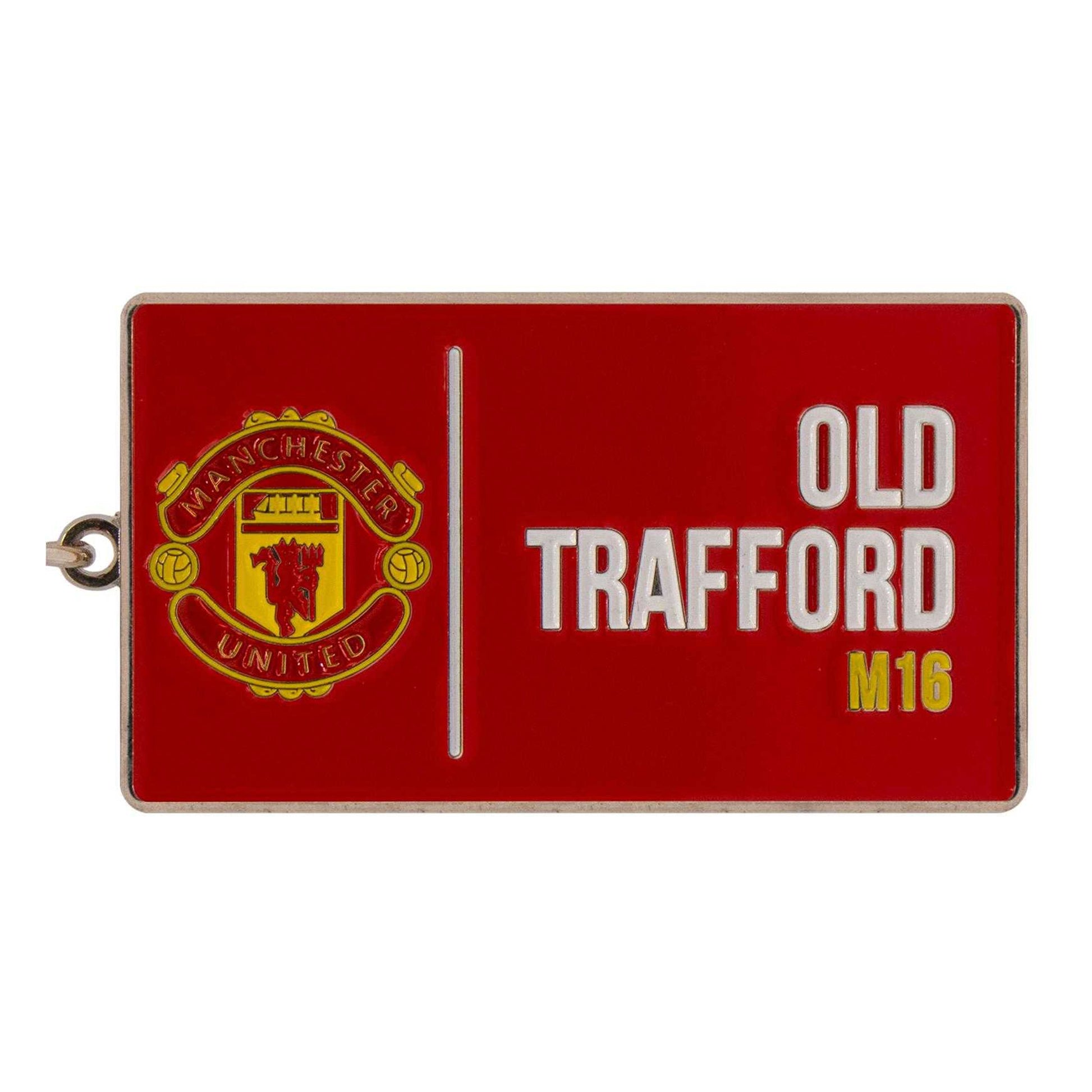 Red - Back - Manchester United FC Old Trafford Street Sign Keyring