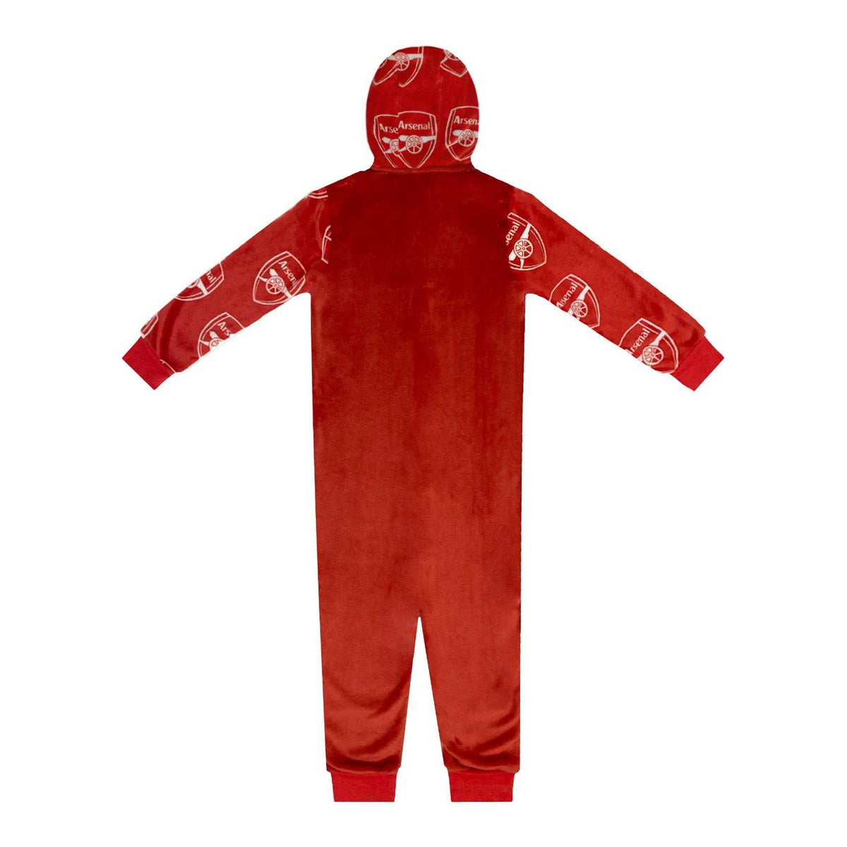 Red - Back - Arsenal FC Childrens-Kids Crest Fleece All-In-One Nightwear