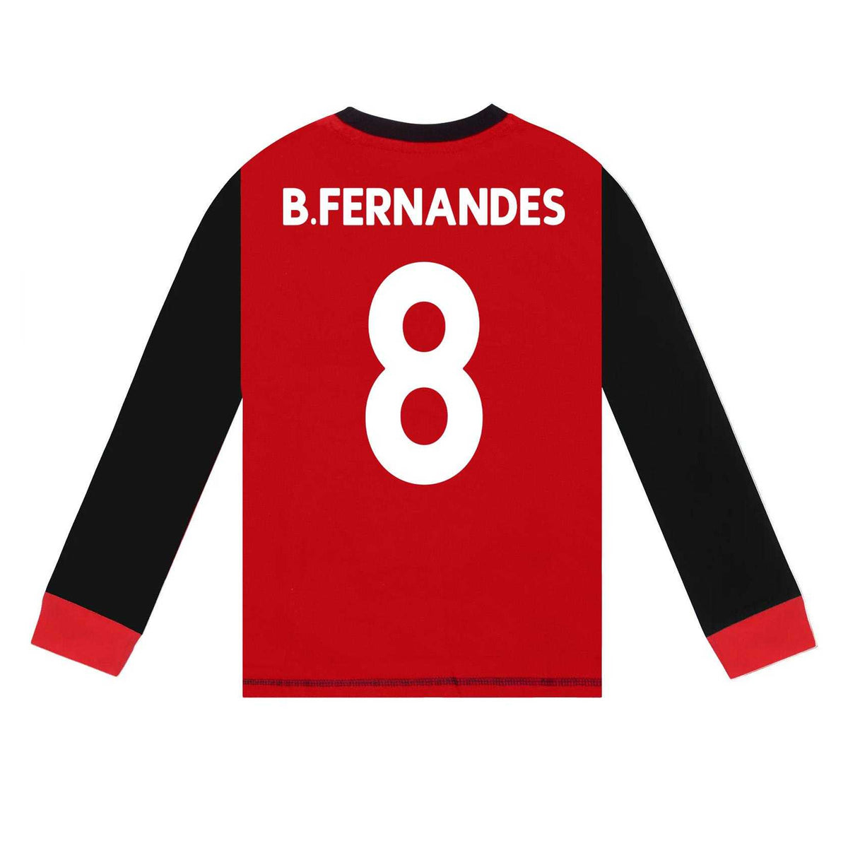 Red-Black - Side - Manchester United FC Boys Bruno Fernandes 8 Long Pyjama Set